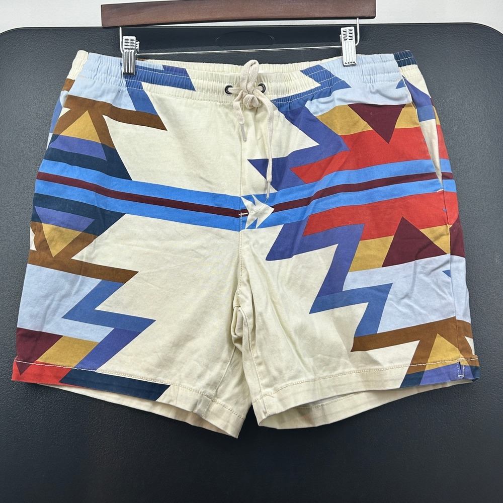 Pacsun Volley Shorts Large Men Drawstring Casual Beach Geometric Beige